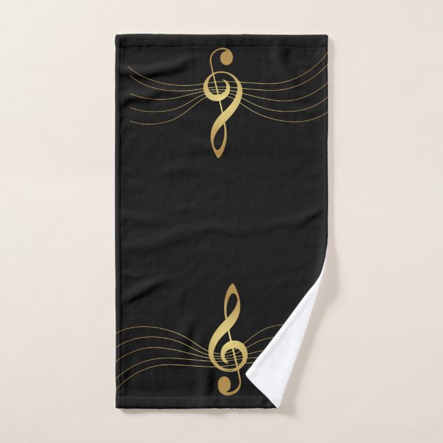 Serviettes de musique d'or - la clef triple : (Serviette à main)