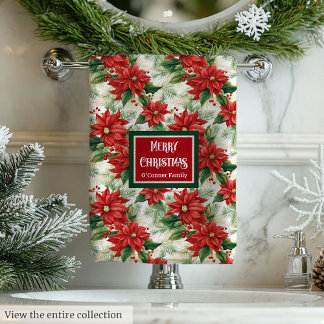 Serviettes de Noël élégantes à motif floral rouge