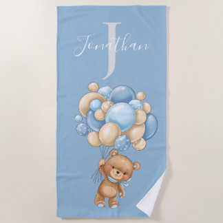 Serviettes de plage adorables bleu nounours