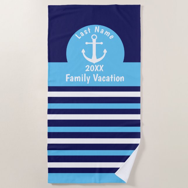 Serviettes de plage personnalisées - Ancre (Devant)