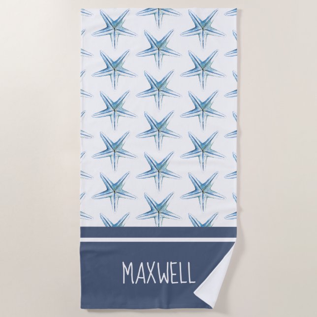 Serviettes de plage personnalisées Bleu de la côte (Devant)