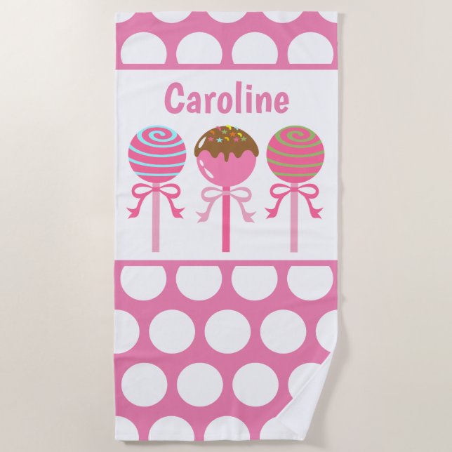 Serviettes de plage personnalisées Yummy Pink Cake (Devant)