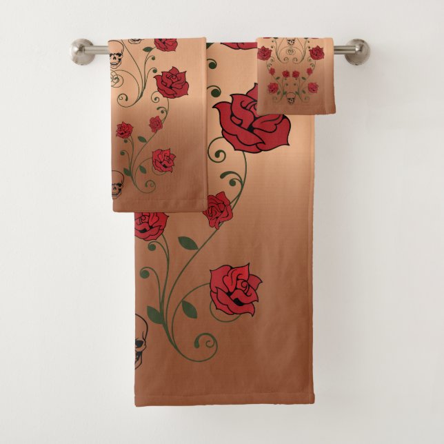 Serviettes de rose rouge - Crânes et Roses (En situation)