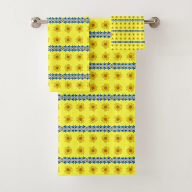 Serviettes de salle de bain Ensembles de tournesol (En situation)
