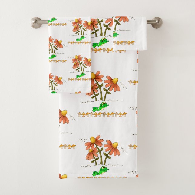 Serviettes de salle de bain Jeux de grenouille Cha (En situation)