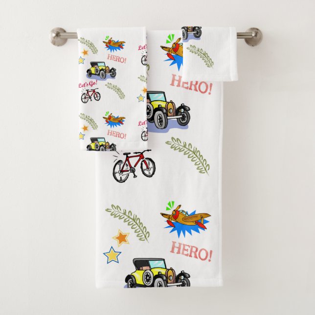 Serviettes de salle de bain Jeux Héros Vélo Voitur (En situation)
