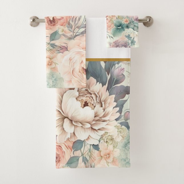 SERVIETTES DE SALLE DE BAINS DE JARDIN FLEURI PAST (En situation)