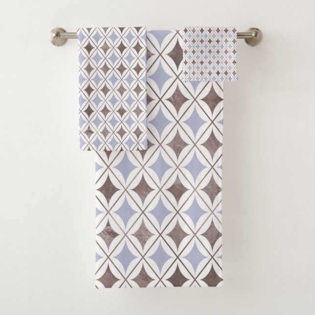 SERVIETTES DE SALLE DE BAINS DE STYLE BLEU GRAY HA (En situation)