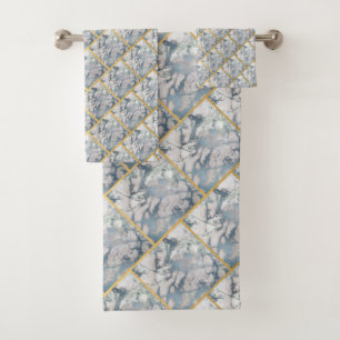 SERVIETTES DE SALLE DE BAINS EN MARBRE BLEUE DE LU
