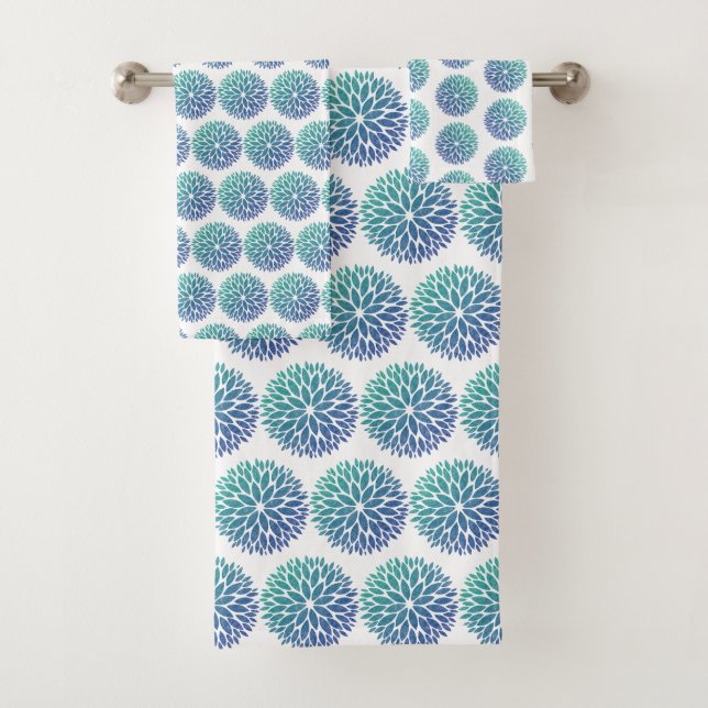 SERVIETTES DE SALLE DE BAINS TURQUOISE DE LUXE DAH (En situation)