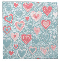 Cute Folk Floral Coeur Dusty Blue Blush Rose Girl