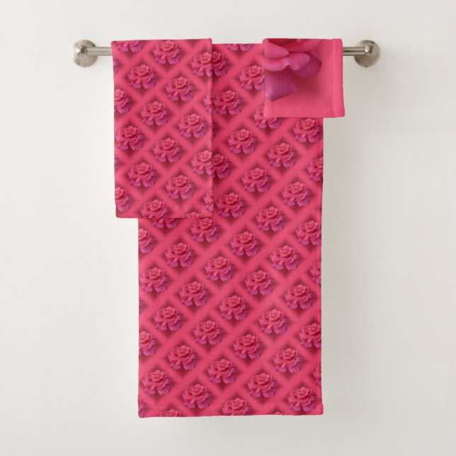 Serviettes de toilette roses Serviettes de toilett (En situation)