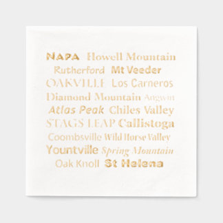 Serviettes dorées à l'estampe de Napa Wine Country