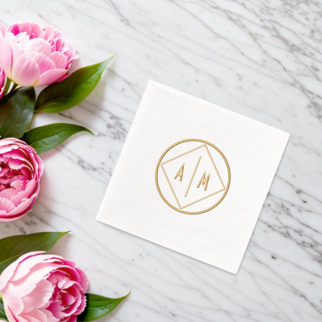 Serviettes empilées à huile géométrique avec monog (Insitu (Mariage))