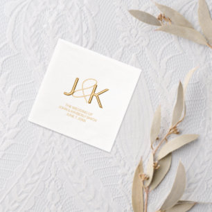 Serviettes empilées Monogram Mariage Foil