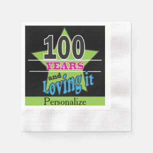 Serviettes En Papier 100 ans et l'aimer anniversaire de 100th