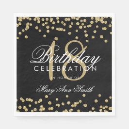 Serviettes En Papier 18e anniversaire Gold Faux Parties scintillant Con