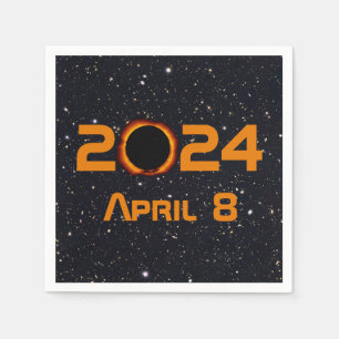 Serviettes En Papier 2024 Éclipse solaire totale Date Ciel étoilé