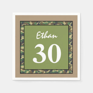 Serviettes En Papier 30e anniversaire Green et Tan Camo A01D