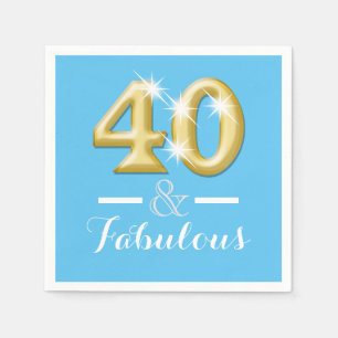 Serviettes En Papier 40 et anniversaire bleu fabuleux
