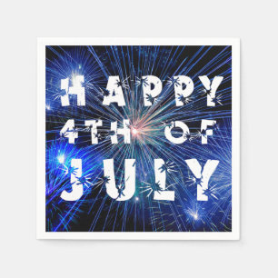 Serviettes En Papier 4 juillet feux d'artifice en Blue Hue Happy 4ème