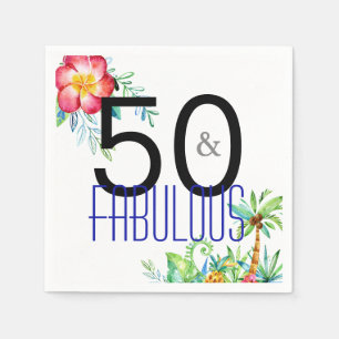 Serviettes En Papier 50 et cinquantième anniversaire floral tropical