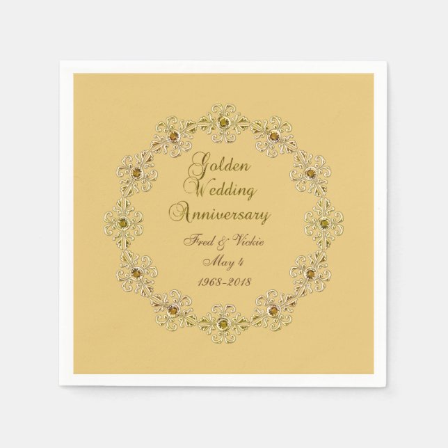 Serviettes En Papier 50e anniversaire d'or (Devant)