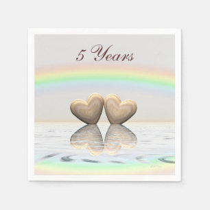 Serviettes En Papier 5ème Coeurs en bois d'anniversaire