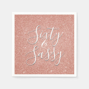 Serviettes En Papier 60 et Sassy Anniversaire Rose Gold Blush Pink Part