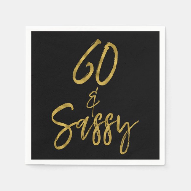 Serviettes En Papier 60 et Sassy Gold Foil Anniversaire serviettes (Devant)