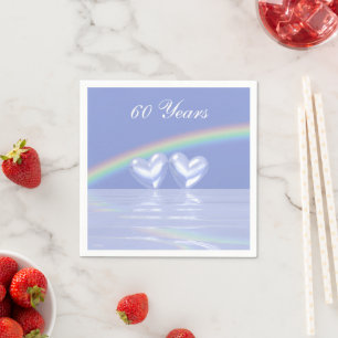 Serviettes En Papier 60e anniversaire Coeurs de diamants