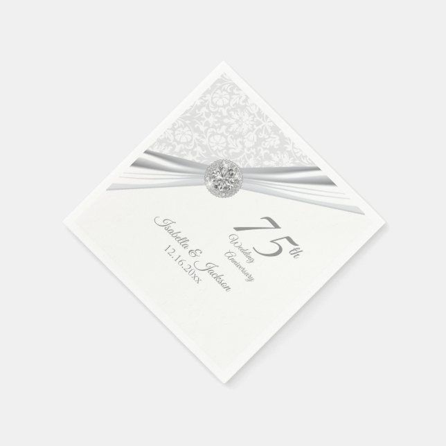 Serviettes En Papier 60ème / 75ème anniversaire de Mariage Diamond (Coin)