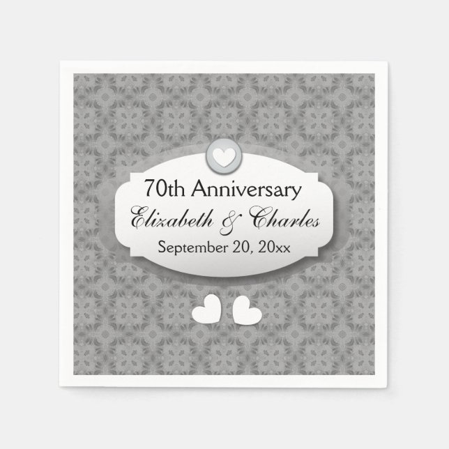 Serviettes En Papier 70e anniversaire du Mariage Platinum Z03 (Devant)