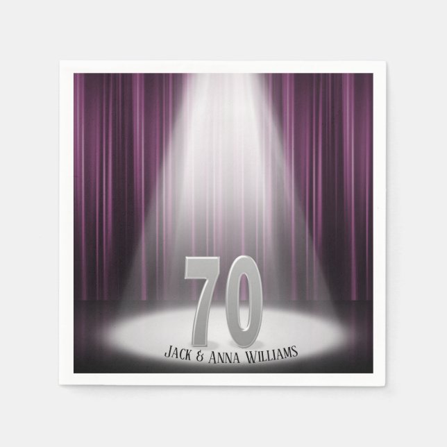 Serviettes En Papier 70e anniversaire du mariage sous les projecteurs (Devant)