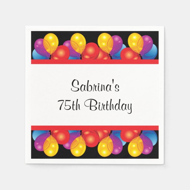 Serviettes En Papier 75e fête d'anniversaire | Texte do-it-yourself (Devant)