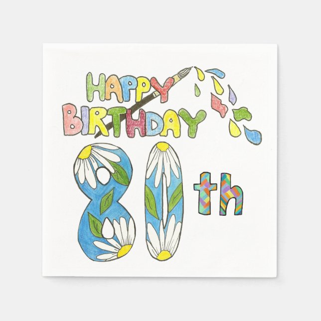 Serviettes En Papier 80e anniversaire Papier serviettes (Devant)