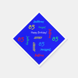 Serviettes En Papier 85e Anniversaire des noms répétitifs Papier bleu