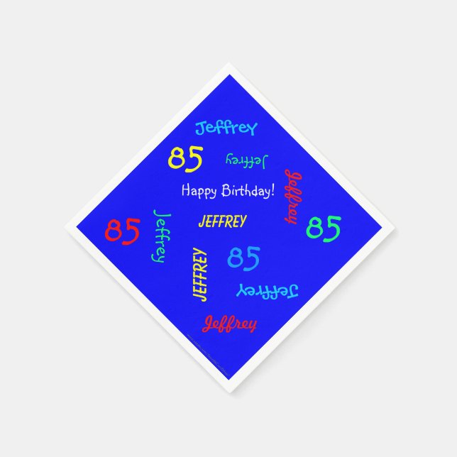 Serviettes En Papier 85e fête d'anniversaire répétée Noms Papier bleu (Coin)