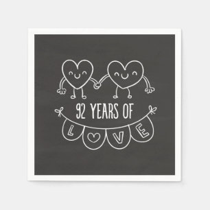 Serviettes En Papier 92e Anniversaire Coeurs de la calèche