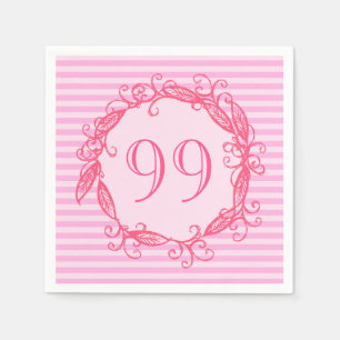 Serviettes En Papier 99e anniversaire femme belle rose Tourbillonnant