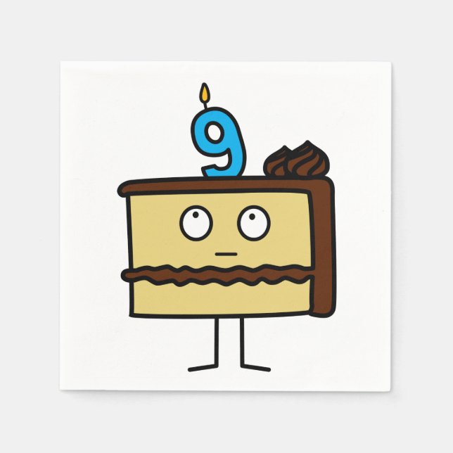 Serviettes En Papier 9e gâteau d'anniversaire avec bougies (Devant)