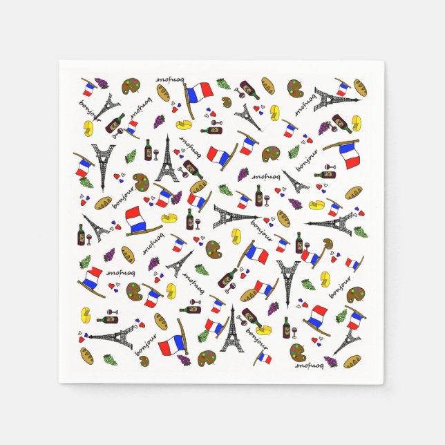 Serviettes en papier à motif sur le thème de la Fr (Devant)