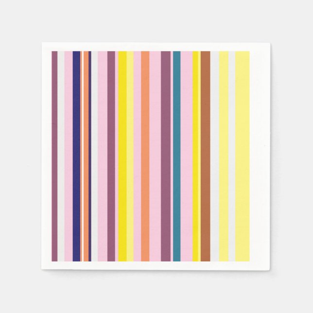 Serviettes en papier à rayures verticales colorées (Devant)