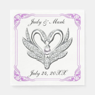 Serviettes en papier à ruban violet en argent