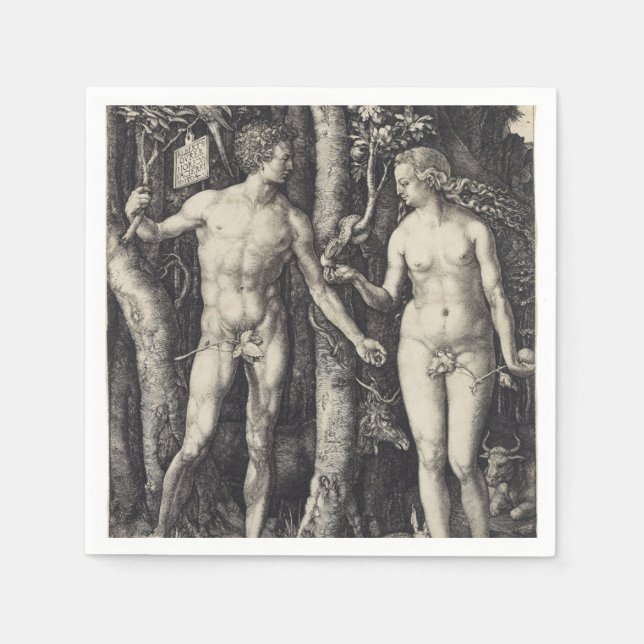 Serviettes En Papier Adam et Eve par Albrecht Durer (Devant)