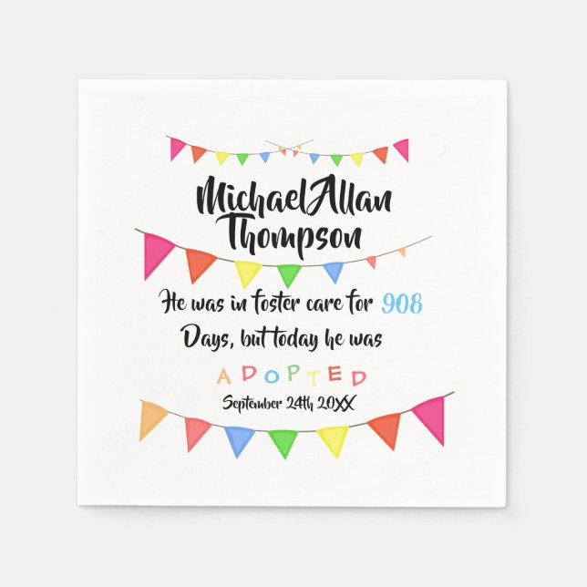 Serviettes En Papier Adoption De Napkins Foster Care Party (Devant)