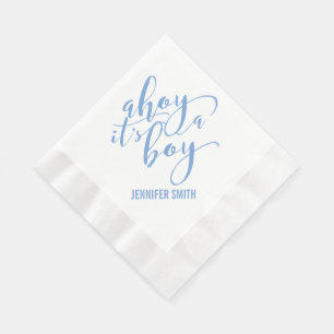 Serviettes En Papier Ahoy It’s A Boy Nautical Baby shower Sip and See