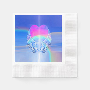 Serviettes En Papier Ailes d'ange enroulées autour d'un coeur