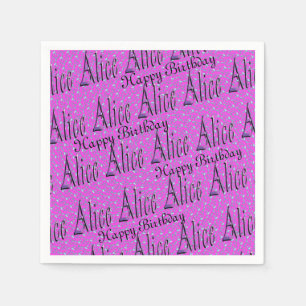 Serviettes En Papier Alice, Joyeux Anniversaire, Serviettes Pink Party.
