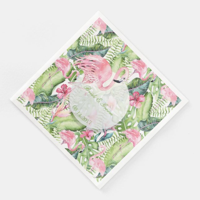 Serviettes En Papier Aloha Flamant rose Plage tropicale Mariage (Coin)